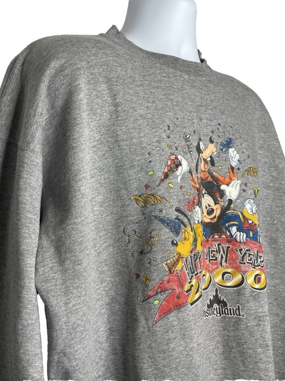 Vintage Y2K Disneyland Crew Neck Sweatshirt Size L/XL Heather Gray New Year 2000 - Picture 5 of 9